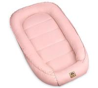 PIMKO Nid d'ange pour bébé - Nid douillet 2 côtés - Pour nourrissons et nouveau-nés - 100 % coton - Convient pour la maison - 55 x 90 cm (rose avec rabat)