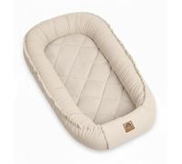 PIMKO Nid douillet multifonctionnel 2 côtés pour bébé - Hypoallergénique - Cocon pour nouveau-né - 55 x 90 cm - Velours - Beige avec rabat