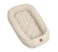 PIMKO Nid multifonctionnel réversible pour bébé, nid douillet, cocon pour bébé, nid antiallergique pour nouveau-né, cocon 55 x 90 cm, velours - Beige avec rabat