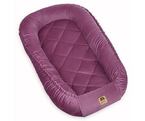 PIMKO Nid multifonctionnel réversible pour bébé, nid douillet, cocon pour bébé, nid antiallergique pour nouveau-né, cocon 60 x 90 cm, peluche douce, vert (Sunset Pink)