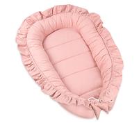PIMKO Nid pour bébé avec Volants pour bébé réducteur Lit bébé 2 côtés 100% Coton Convient pour la Maison ou comme 55 x 90 cm (Rose)