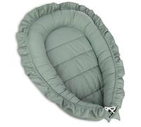 PIMKO Nid pour bébé avec Volants pour bébé réducteur Lit bébé 2 côtés 100% Coton Convient pour la Maison ou comme 55 x 90 cm (Pistache)