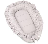 PIMKO Nid pour bébé avec Volants pour bébé réducteur Lit bébé 2 côtés 100% Coton Convient pour la Maison ou comme 55 x 90 cm (Gris)