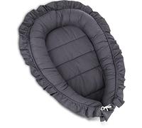 PIMKO Nid pour Bébé avec Volants - Réducteur Lit 2 Côtés 100% Coton - Convient pour la Maison - 55 x 90 cm (Vulcano)