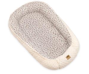 PIMKO Nid pour Bébé Beige - Cocon Bébé Réducteur d’Espace, Baby Nest Portable en Coton & Minky, Espace de Détente et de Repos pour Nouveau-né, Taille Ajustable 70-90 cm
