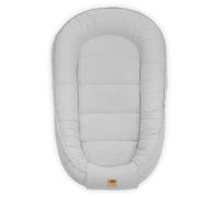 PIMKO Réducteur de Lit bébé 2 côtés bébé Cocon Baby Nest Nourrissons cocons pour lit pour Nouveau-né 100% mousseline de coton Nid de bébé - Grise perle