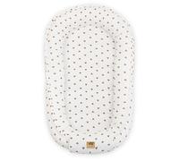 PIMKO Réducteur de Lit bébé 2 côtés bébé Cocon Baby Nest Nourrissons cocons pour lit pour Nouveau-né 100% mousseline de coton Nid de bébé - coeurs blancs