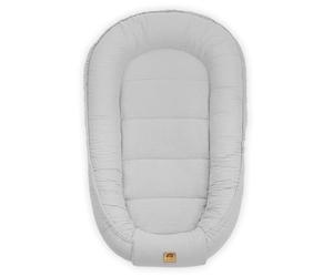 PIMKO Réducteur de Lit bébé 2 côtés bébé Cocon Baby Nest Nourrissons cocons pour lit pour Nouveau-né 100% mousseline de coton Nid de bébé - Grise perle