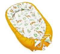 PIMKO Réducteur Lit bébé 2 côtés bébé Cocon - Baby Nest Nourrissons Lits bébés cocons 100% Coton pour lit pour Nouveau-né Nid de bébé (Motif Fleurs - Rose) (Miel)