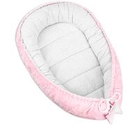 PIMKO Réducteur Lit Bébé Nid de bébé en Peluche 90x55 cm - Cale Bebe Matelas Cocoon pour Lit Baby Nest Ultra Doux - Peluche Rose