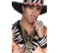 Pimp Daddy Dollar Sign Médaillon Costume Chic Pour Hommes Gangster