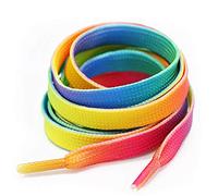 Pimp My Shoes Lacets plats colorés pour tennis, chaussures de skateboard, bottes, Converse, Nike, Puma 120 cm x 10 mm - multicolore - Rainbow,