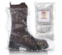 PimPam Factory Lot de 50 couvre-bottes en plastique transparent pour homme et femme, faciles à installer, imperméables, réglables et résistants, certifié ISO