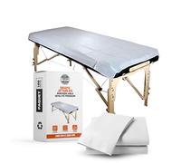 PimPam Factory - Drap Jetable Table Massage Non Réglable - 100x200 cm - (Pack de 100) - Fabriqué En Matériau SMS - Drap Usage Unique Hypoallergénique - Répulsif liquide Pour Salons De Beauté.