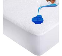 PIMPAM Factory Protège Matelas Coton Imperméable 120x190/200 cm, Housse Matelas en Tissu Frais, Alèse pour Lit, Drap Housse, Respirant et Anti-Acariens, Fabriqué en Europe. Blanc