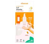 PIMPANT kit découverte gel douche fleur d’oranger en poudre à diluer - bouteille verre sécurisé + recharge 25 g - 250 ml - formule naturelle certifiée Cosmos Natural sans sulfate