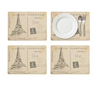 Pimpernel Lot de 4 sets de table en liège Motif cartes postales | Sets de table de 40 x 29,7 cm avec illustration de ville vintage, surface laquée, résistants à la chaleur et aux taches