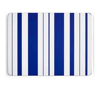 Pimpernel x Steccato Lot de 6 Sets de Table avec Envers en liège - Protection de Table résistante à la Chaleur et aux Taches - Motif Moderne rayé Bleu - 30,5 x 23 cm