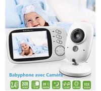 PIMPIMSKY Bébé Moniteur 3.2"" LCD Couleur Babyphone Vidéo Ecoute Bébé Video Camera Surveillance 2.4 GHz Bidirectionnelle Vidéo