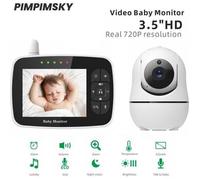 PIMPIMSKY Bébé Moniteur 35 LCD Couleur 24 GHz Babyphone Vidéo Rotation 360 Vision Nocturne Caméra Bébé Surveillance Sans Fil