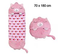 PIMPIMSKY Mignon Sac de Couchage et Oreiller 2 en 1 Happy Nappers pour Enfant 180 x 70 cm Duvet Adapté à Toutes les Saisons Rose