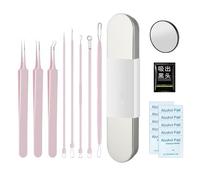 Pimple Tool Kit de 8 outils d'élimination des | Extracteur de tête noir professionnel en acier inoxydable pour le traitement du visage | Extracteur de boutons avec pinces |