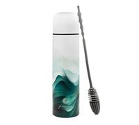 PIMPO Thermos Café Isotherme 500ml Vert Émeraude - Bouteille Inox Double Paroi Chaud 6h Froid 24h - 100% Étanche Anti-Fuite - Tasse & Brosse Incluses - Sans BPA - Gourde Café Bureau Trajet