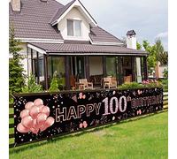 Pimvimcim - Bannière décorative « Happy 100th Birthday » - Grand panneau de fête pour 100e anniversaire, fournitures de fête pour 100e anniversaire pour femme, toile de fond pour cabine photo (3 x 0,5