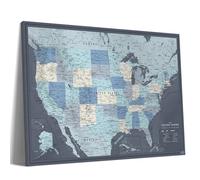 Pin Adventure map Carte de voyage détaillée des États-Unis avec punaises 24 x 16 cm