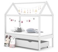 Pin Cadre de Lit d'Enfant avec un Tiroir Gris Foncé 70x140 cm Cabane vidaXL