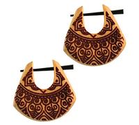 Pin creoles jacquier bois clair corne épingle 23mm larmes motif de gravure sombre, Pas de gemme