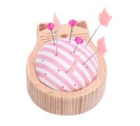 Pin Cushion Sewing Kit, Cat Jewel Head Pins Wooden Base for Quilting Craft | Includes 80 positioning needles, 40 gem-tip, 40 animal-tip, plus clear storage box.
