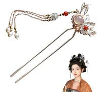 Pin de cheveux 1pc pour femmes 6 Flown Flower Chinois Hair bâton avec des perles de perle, des feuilles et épingles à cheveux en alliage élégant, cadeaux pour les femmes.