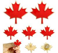 Pin de Feuille d'érable 5pcs 1.02x0.95 Alloy Red Canada Pin Decorative Dorative Patriotic Maple Feuille décor pour Chapeau, Cravate, Sac à Dos, vêtements..
