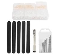 Pin de forage à main 10 pcs de forage et 5 fichiers pour les bijoux/pendentif/bricolage de fabrication d'artisanat | Kit de punch à vis d'œil en alliage avec 300 vis à yeux