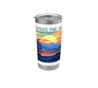 Pin épicéa NC USA paysage montagnard coucher de soleil design Gobelet isotherme en acier inoxydable double paroi