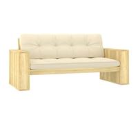 vidaXL – Banc de jardin 179 cm – Pin imprégné avec coussins crème