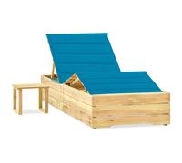 Pin Imprégné Chaise Longue de Jardin avec Table et Coussin Transat vidaXL