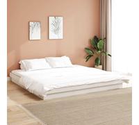 Pin Massif à Lattes Moderne Blanc 200 x 200 cm | Cadre de lit Blanc 200x200 cm Pin massif Sommier Plateforme Moderne avec Lattes, Lit Empereur pour Chambre Rustique et