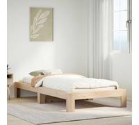 Pin massif avec sommier à lattes chambre rustique 90x200 cm Brun