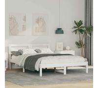 Pin Massif avec tête de lit LED Moderne Style épuré Blanc 120x200 cm | Cadre de lit avec tête de Blanc 120 x 200 cm Pin massif Plateforme Moderne Lit Bois Solide pour Chambre Adulte Style