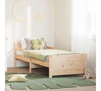 Pin Massif Design Moderne Enfant 80 x 200 cm Beige | Cadre de lit Marron 80 x 200 cm Bois d'ingenierie pour enfant, sommier a lattes fixe en pin massif, robuste et moderne pour