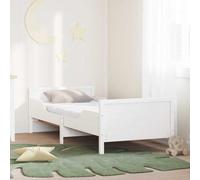Pin Massif Design Moderne literie Complet Blanc 80 x 200 cm | Cadre de lit avec matelas Blanc 80x200 cm Bois de pin massif complet avec tête de lit et sommier durable pour chambre