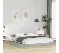 Pin Massif épuré Moderne Plateforme 160 x 210 cm Blanc