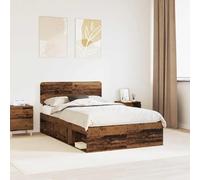 Pin Massif Moderne Design épuré tête de lit 120 x 200 cm Marron | Cadre de lit Bois ancien 120 x 200 cm Pin massif Solide Moderne avec Tête de lit Fabriqué en France