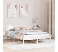 Pin Massif Moderne Minimaliste Blanc 160 x 200 cm | Cadre de lit avec tête de Blanc 160x200 cm Pin massif sommier inclus Lit plateforme solide moderne chambre adulte