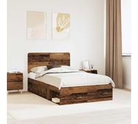 Pin Massif Moderne tête de lit Bois ingénierie 135x190cm Marron | Cadre de lit Bois ancien 135x190 cm Pin massif Tete de Lit double avec sommier a lattes pour chambre moderne