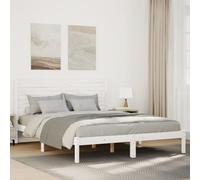 Pin massif robuste sommier à lattes chambre rustique 140x210 cm Blanc