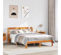 Pin massif rustique avec tête de lit à étagères 120x190cm brun