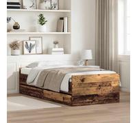 Pin Massif Rustique Chaleureux literie Moderne 100 x 200 cm Marron | Cadre de lit avec tiroir Bois Ancien 100 x 200 cm Pin massif Lit à tiroir coulissant pour petit espace chambre adulte enfant